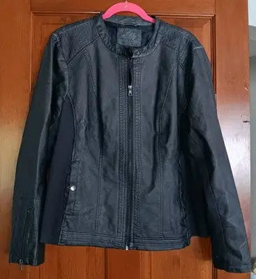 Sebby Collection Women Black Faux Leather Moto Jacket with Zip Pockets Size XXL - Apparel