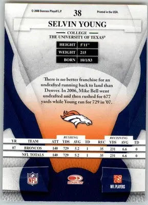 Selvin Young - 2008 Leaf Certified Materials - #38 - Football - Football Card Single