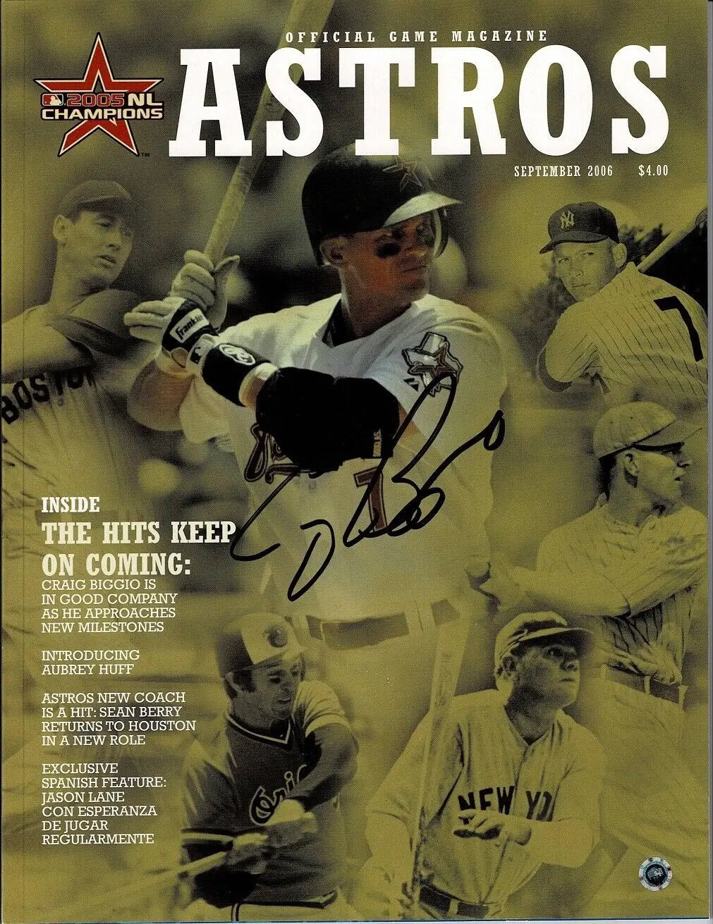 Houston Astros Craig Biggio signed program auto MLB certified September 2006 magazine