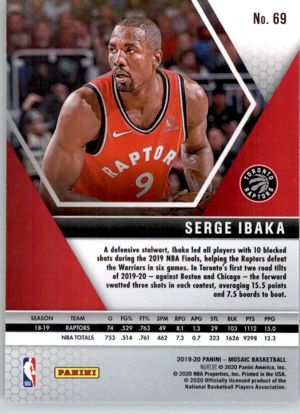 Serge Ibaka - 2019-20 Panini Mosaic - #69 - Basketball - Basketball Card Single