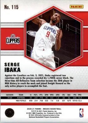 Serge Ibaka - 2020-21 Panini Mosaic - #115 - Basketball - Basketball Card Single
