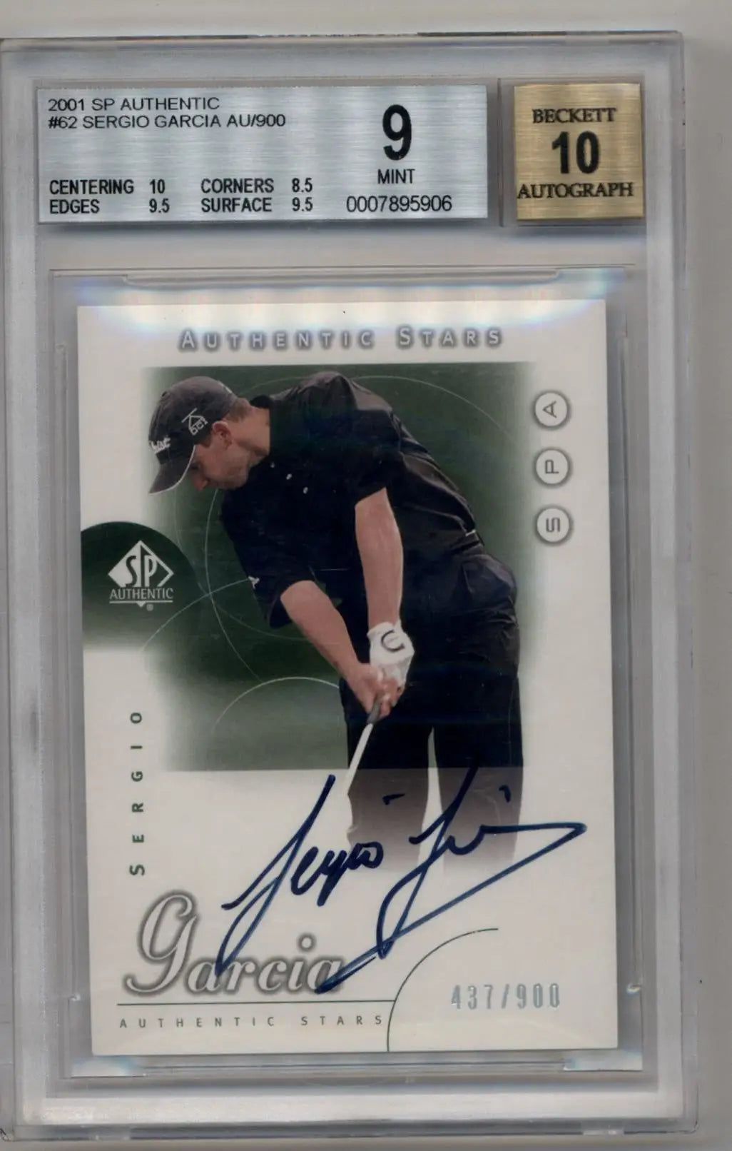 Sergio Garcia 2001 SP Authentic #62 Auto 437/900 BGS 9 Mint - Other