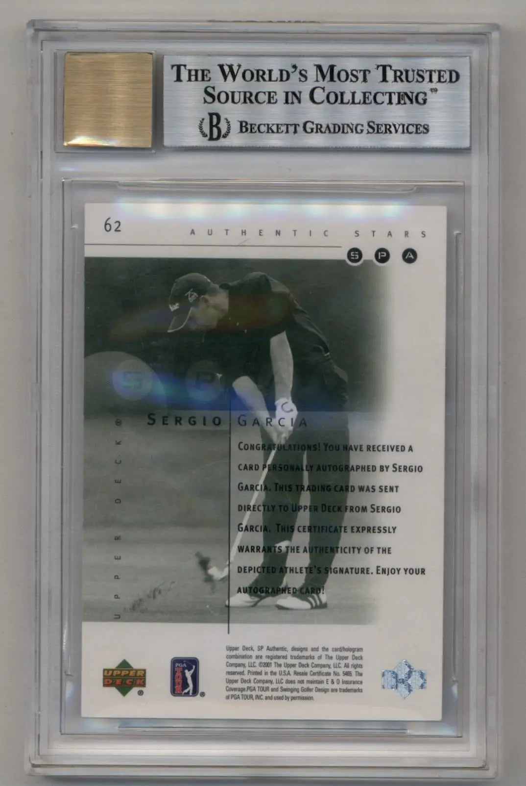 Sergio Garcia 2001 SP Authentic #62 Auto 437/900 BGS 9 Mint - Other