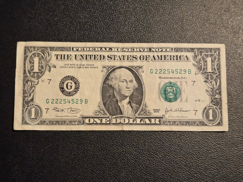 Series 2003 $1 One Dollar Bill Federal Reserve Note Chicago G District - Coins & Currency