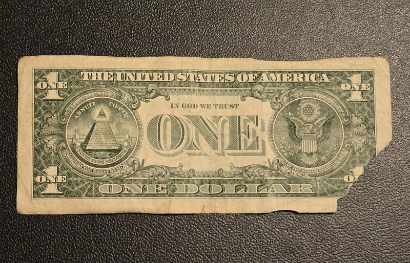 Series 2013 $1 One Dollar Bill Atlanta F - Circulated Damaged Note - Coins & Currency