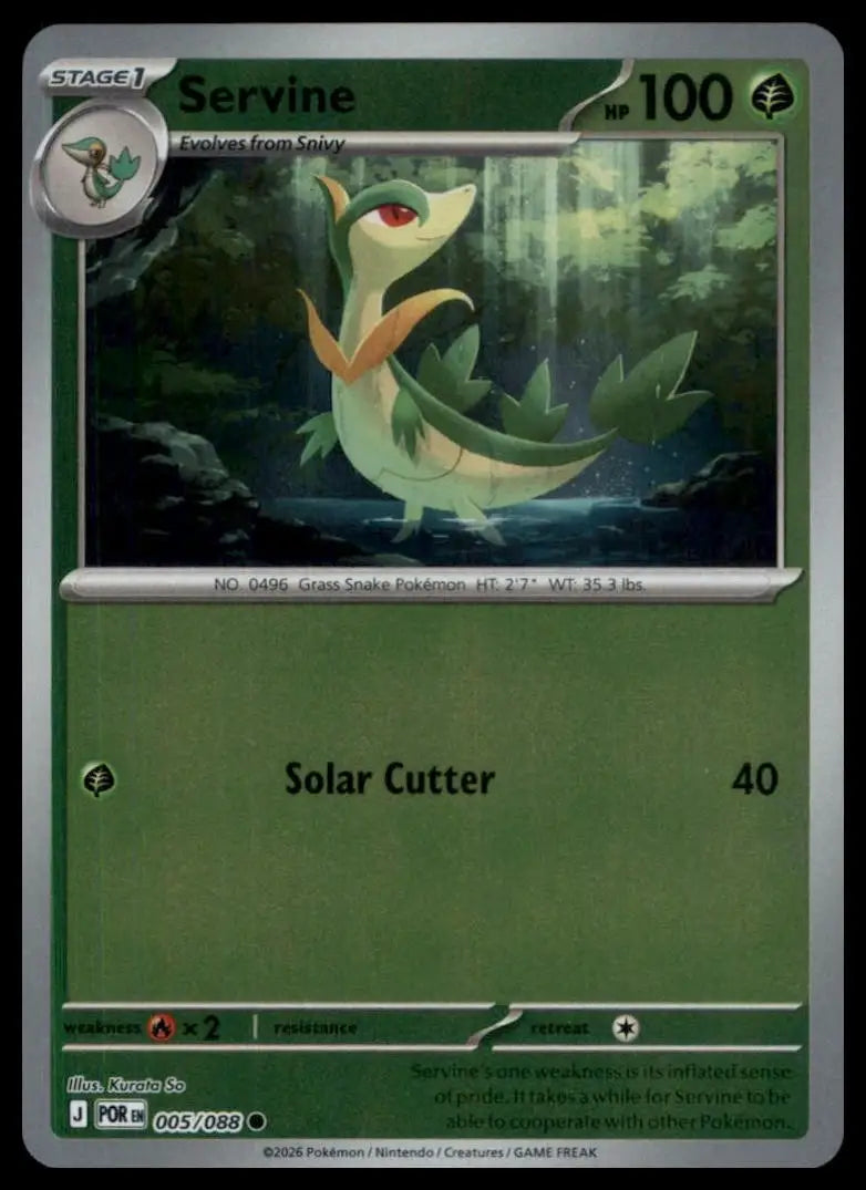 Servine 005/088 Mega Evolution Perfect Order Holo Common Pokemon - Pokémon Card Single