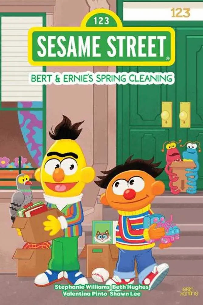 Sesame Street Bert & Ernie spring cleaning hardcover book cover featuring Sesame Street characters
