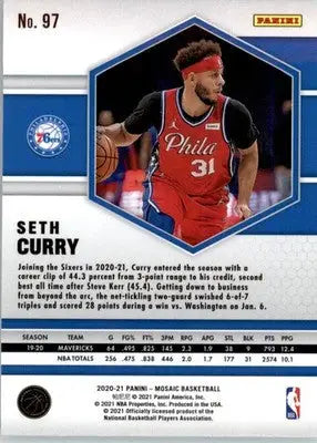 Seth Curry - 2020-21 Panini Mosaic - #97 - Basketball - Basketball Card Single
