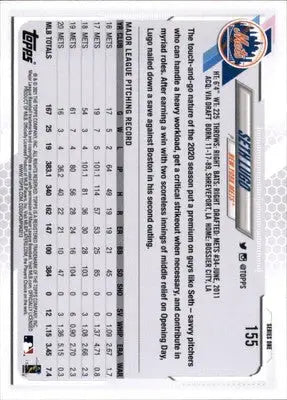 Seth Lugo 2021 Topps #155 New York Mets - Baseball Card Single