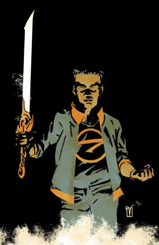Stylized illustration of a menacing figure with sword on Seven Secrets #18 variant cover