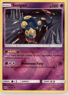 Seviper - SM - Burning Shadows - Reverse Holo LP - #50/147 - Pokémon Card Single