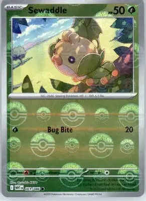 Sewaddle - Poke Ball Pattern - SV: White Flare - 001/086 - Holo NM - Pokémon Card Single