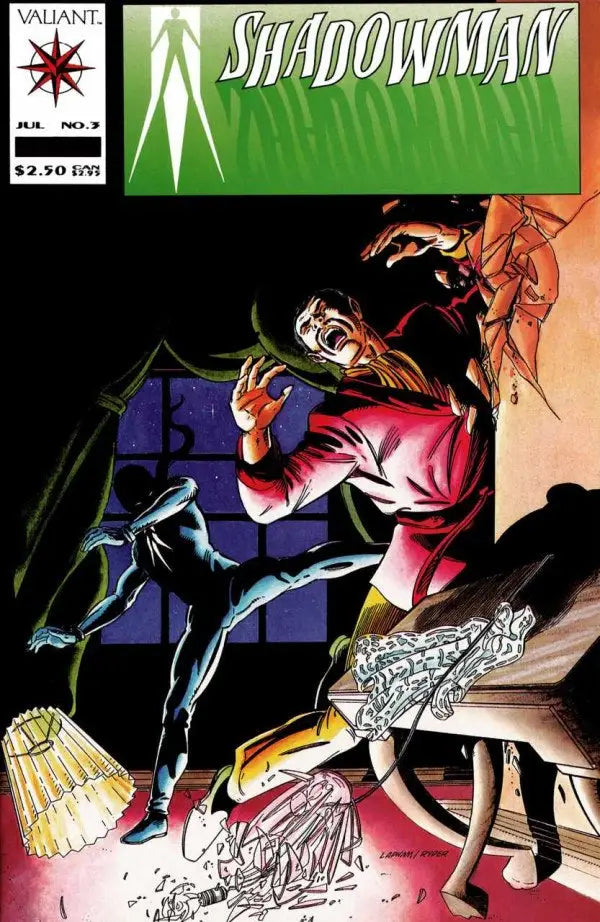 Comic book cover of Shadowman #3 in dynamic combat, ideal for trading card collectors