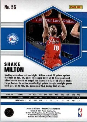 Shake Milton - 2020-21 Panini Mosaic - #56 - Basketball - Basketball Card Single