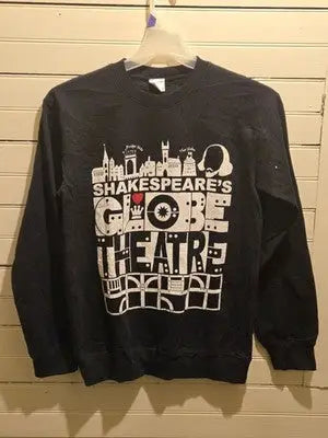 Shakespeares Globe Sweatshirt Unisex S Black Graphic Theatre Crewneck Pullover - Apparel