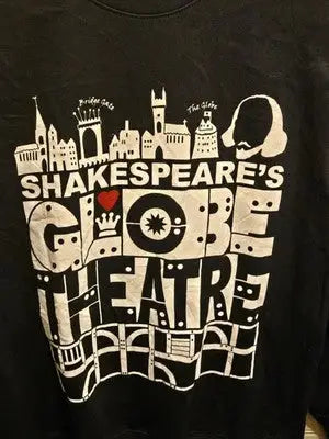 Shakespeares Globe Sweatshirt Unisex S Black Graphic Theatre Crewneck Pullover - Apparel