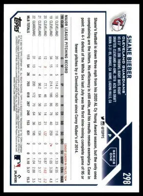 Shane Bieber 2023 Topps #298 Cleveland Guardians - Baseball Card Single