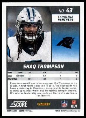 Shaq Thompson 2024 Score #43 Carolina Panthers
