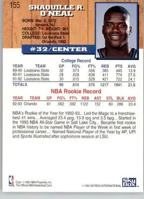 Shaquille O’Neal - 1993-94 Hoops - #155 - Basketball - Basketball Card Single
