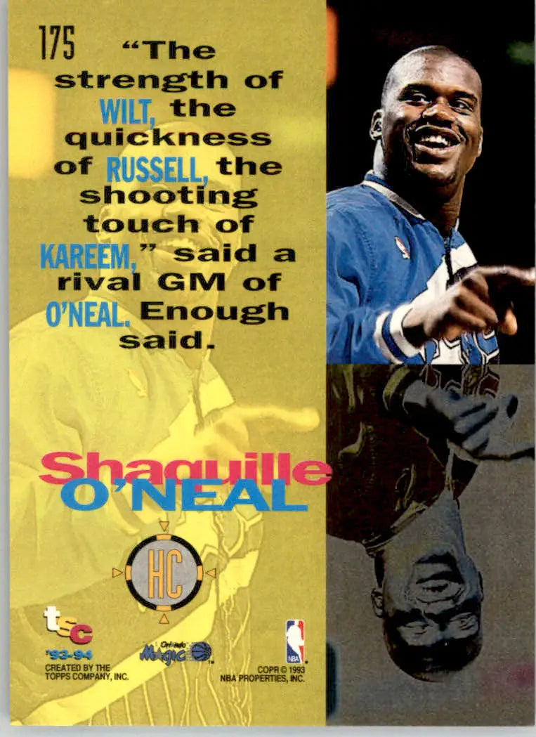 Shaquille O’Neal - 1993-94 Stadium Club - #175 - Basketball - Basketball Card Single