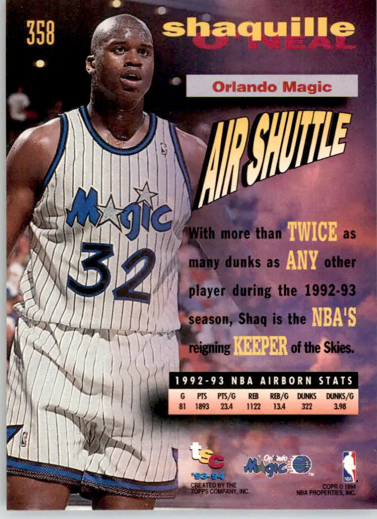 Shaquille O’Neal - 1993-94 Stadium Club - #358 - Basketball - Basketball Card Single
