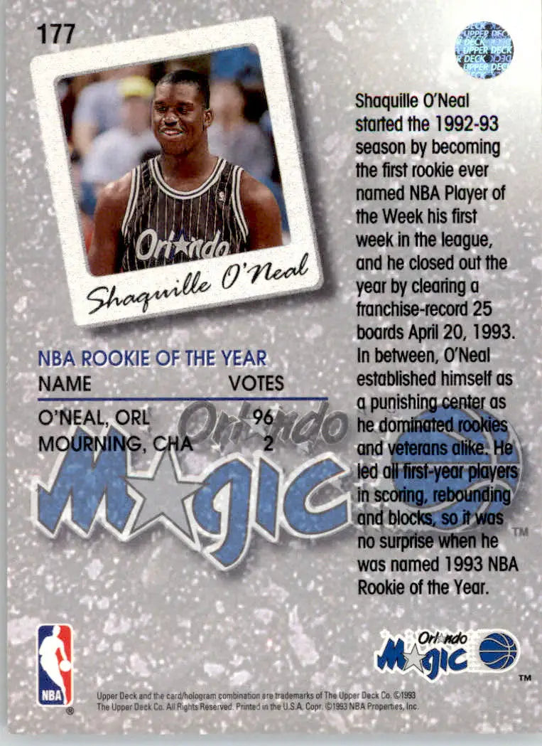 Shaquille O’Neal - 1993-94 Upper Deck - #177 - Basketball - Basketball Card Single