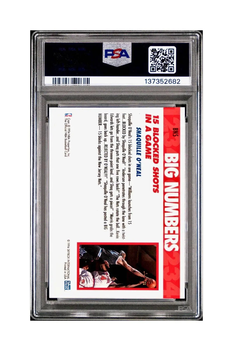Shaquille O’Neal 1994 NBA Hoops Big Numbers #BN5 Rainbow PSA 6 EX-MT