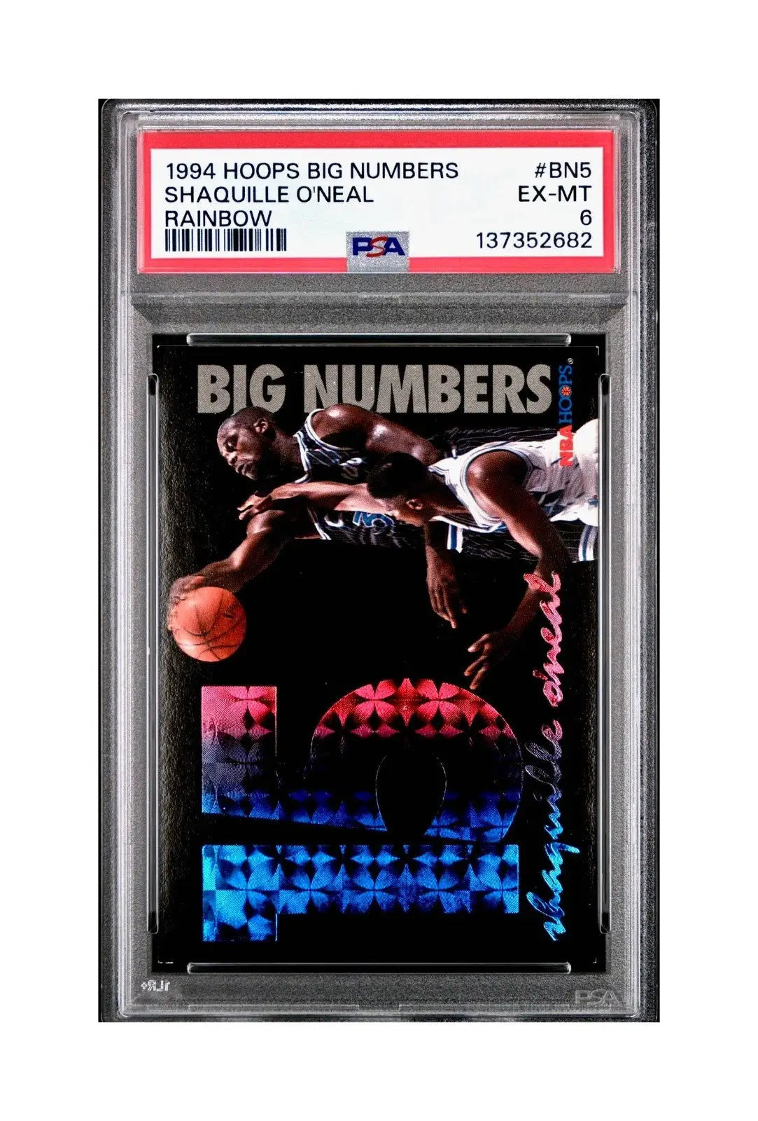 Shaquille O’Neal 1994 NBA Hoops Big Numbers #BN5 Rainbow PSA 6 EX-MT