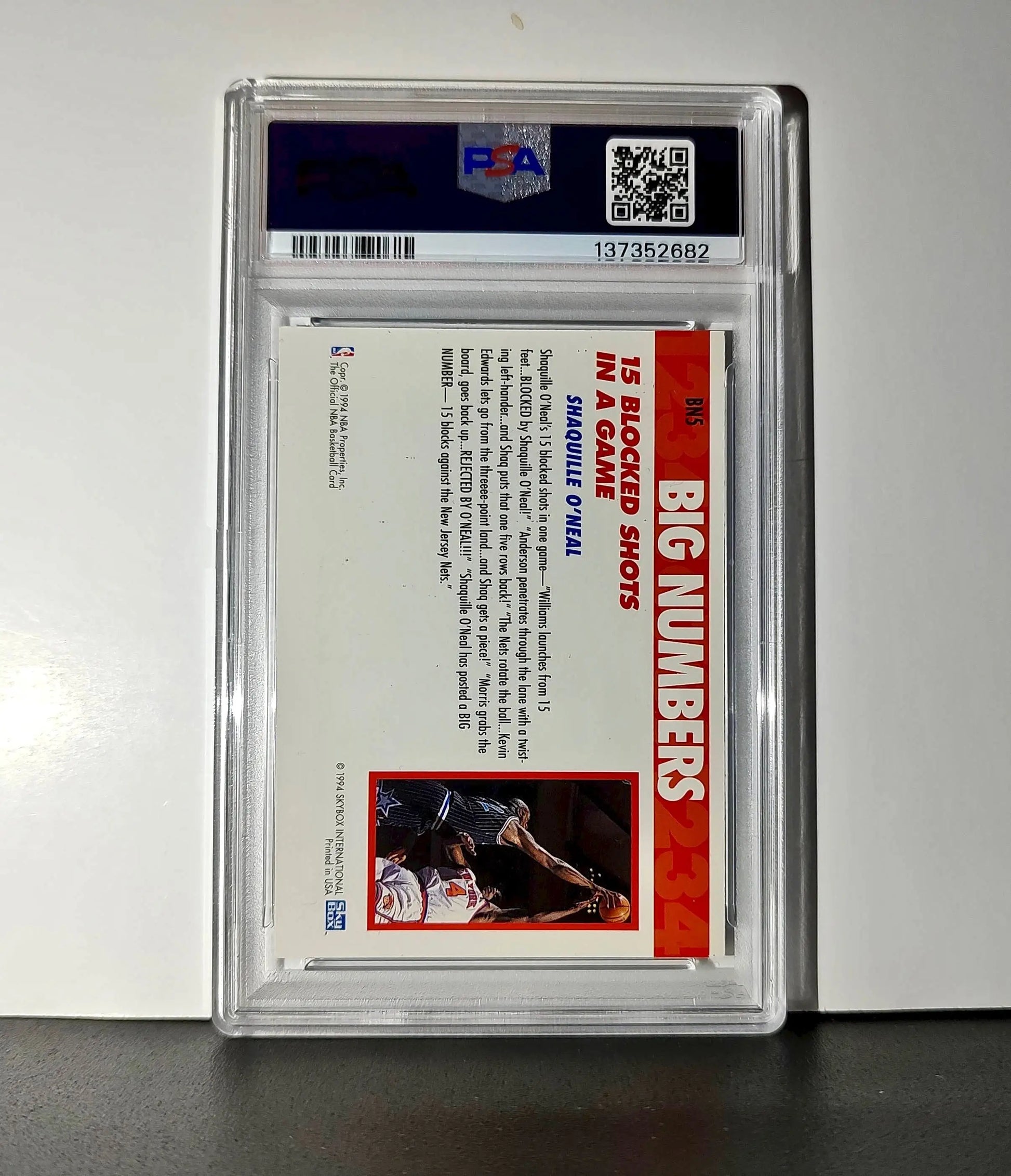 Shaquille O’Neal 1994 NBA Hoops Big Numbers #BN5 Rainbow PSA 6 EX-MT