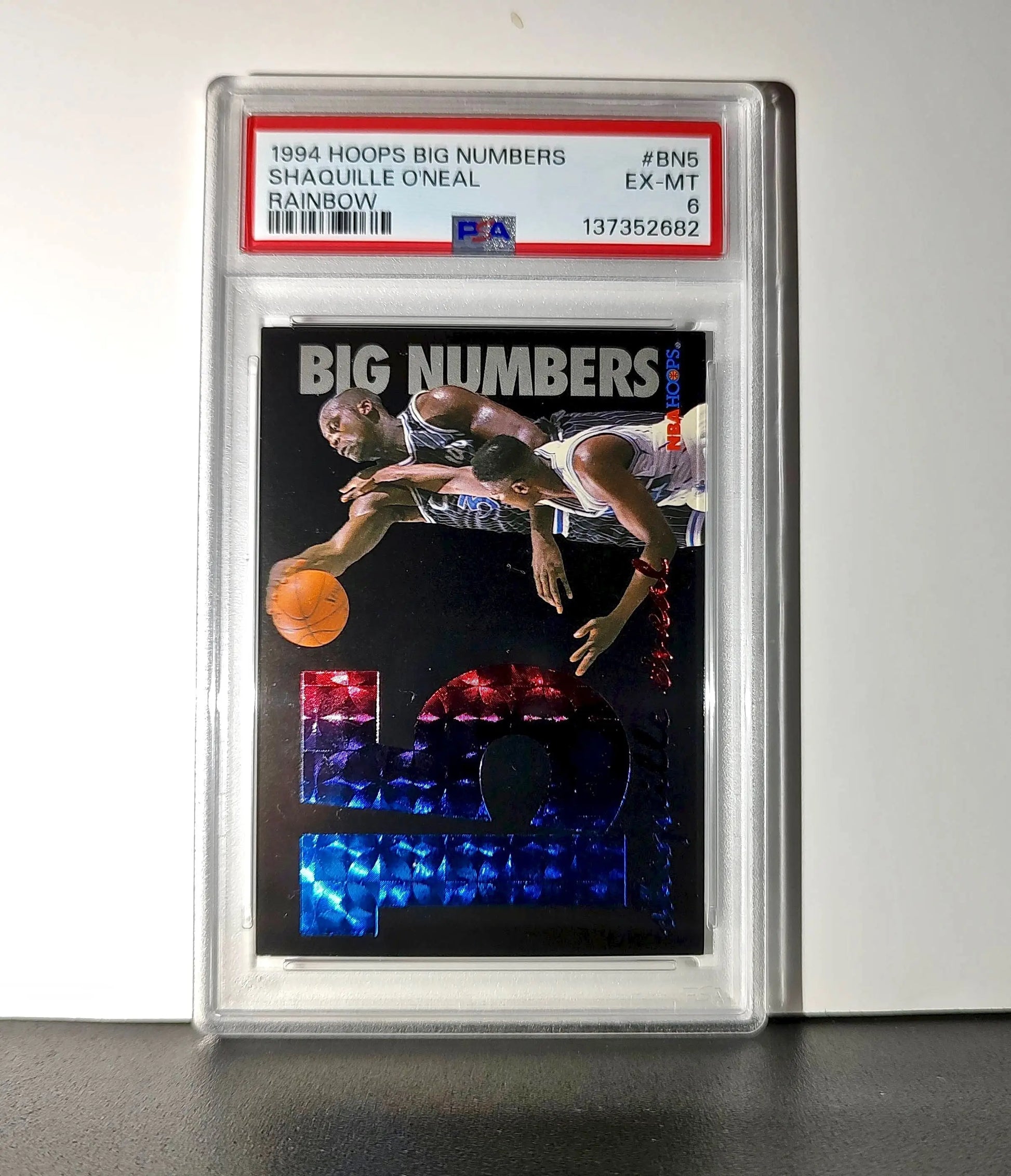 Shaquille O’Neal 1994 NBA Hoops Big Numbers #BN5 Rainbow PSA 6 EX-MT