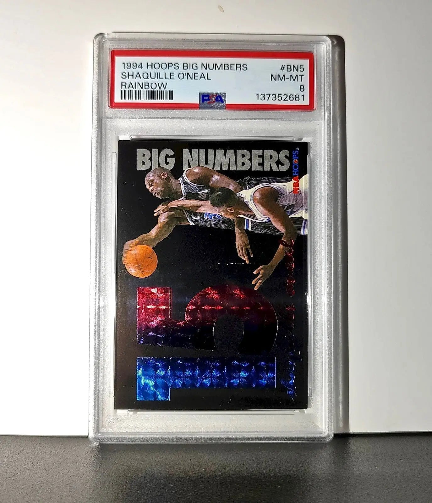 Shaquille O’Neal 1994 NBA Hoops Big Numbers #BN5 Rainbow PSA 8 NM-MT - Basketball Card Single