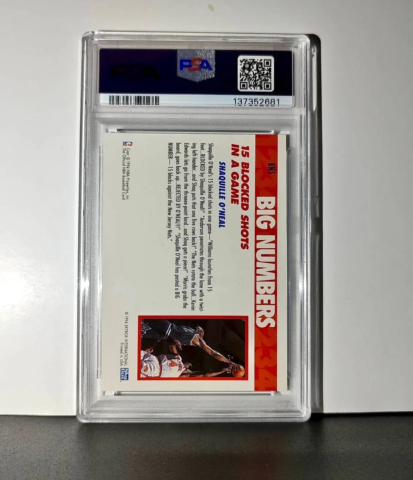 Shaquille O’Neal 1994 NBA Hoops Big Numbers #BN5 Rainbow PSA 8 NM-MT - Basketball Card Single