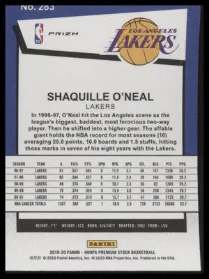 Shaquille O’Neal 2019-20 Hoops Premium Prizms Silver #283 Los Angeles Lakers - Basketball Card Single