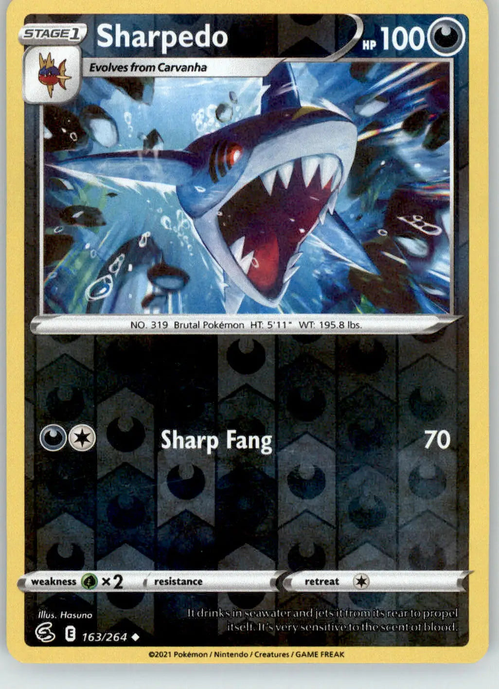 Sharpedo - Fusion Strike - 163/264 - Reverse Holo LP Pokemon - Pokémon Card Single
