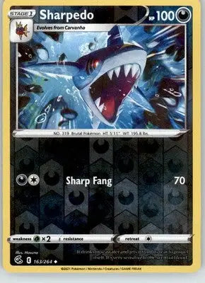 Sharpedo - Fusion Strike - 163/264 - Reverse Holo LP Pokemon - Pokémon Card Single