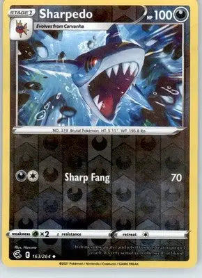 Sharpedo - SWSH08: Fusion Strike - 163/264 - Reverse Holo LP - Pokémon Card Single