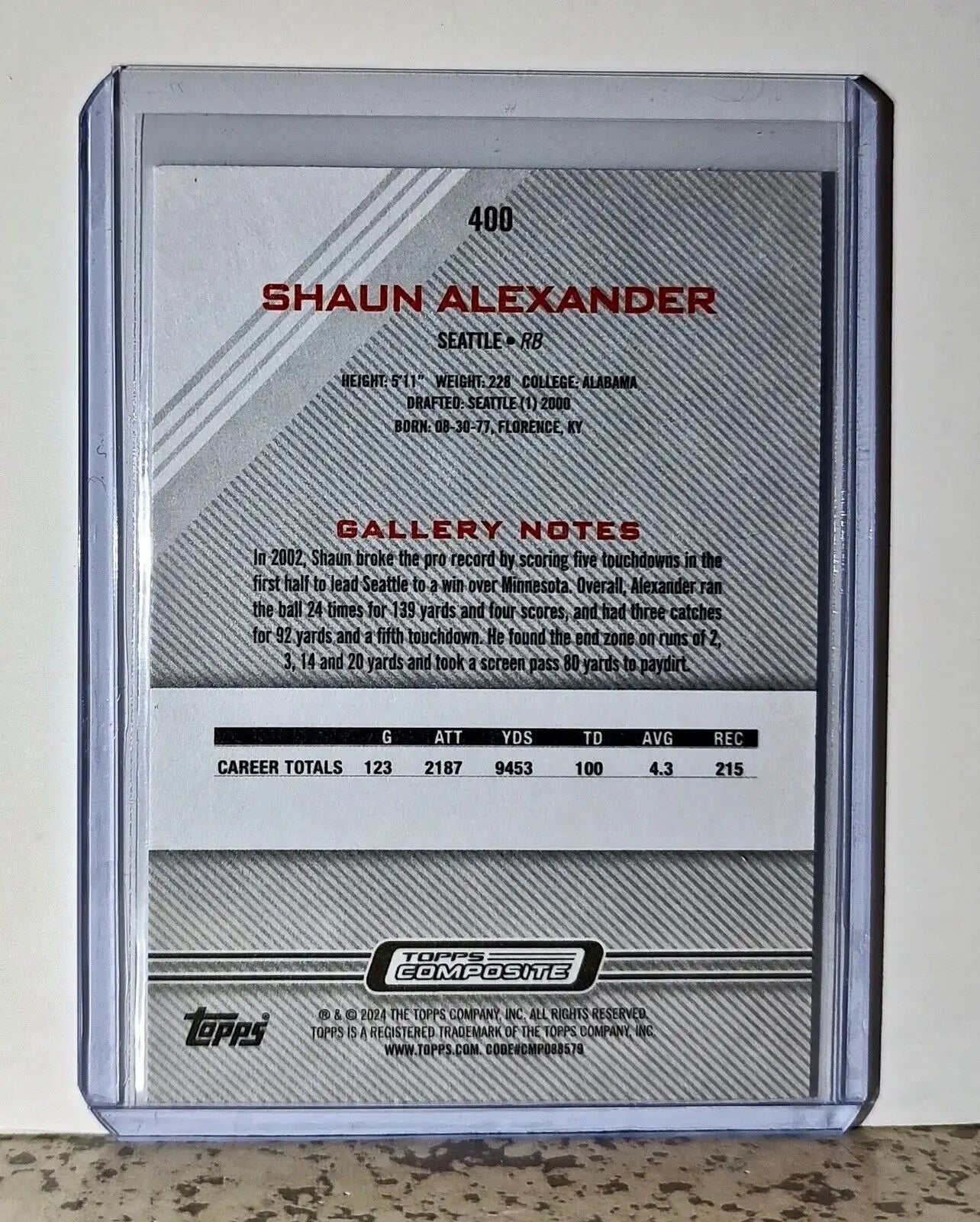 Shaun Alexander 2023 Topps Gallery NFL #400 Football Card Seattle Seahawks