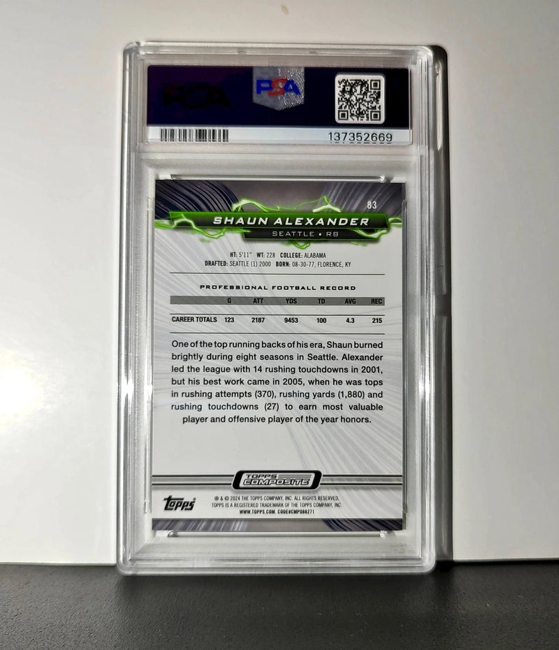 Shaun Alexander 2023 Topps Resurgence 071/200 #83 Yellow Surge PSA 9 Mint