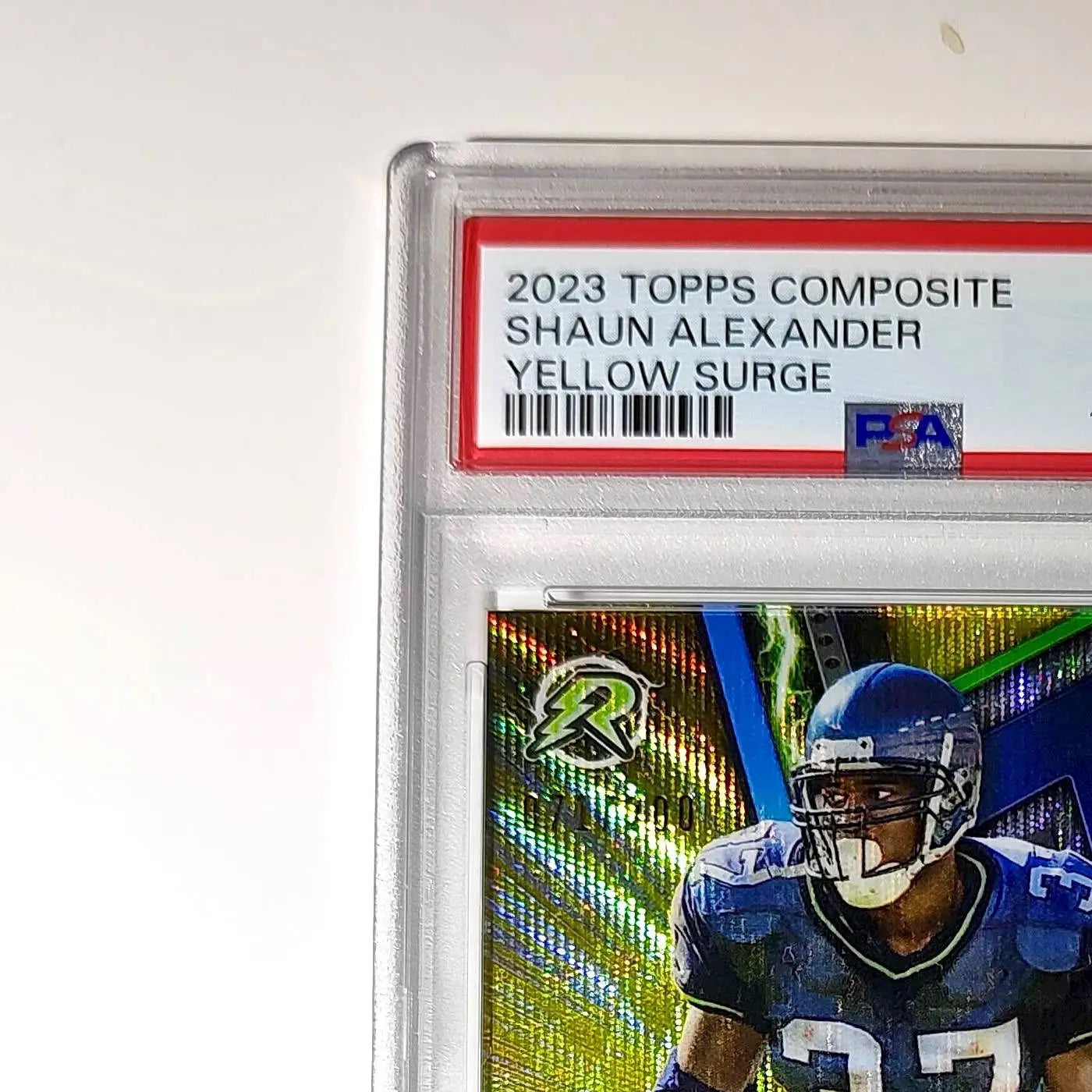 Shaun Alexander 2023 Topps Resurgence 071/200 #83 Yellow Surge PSA 9 Mint
