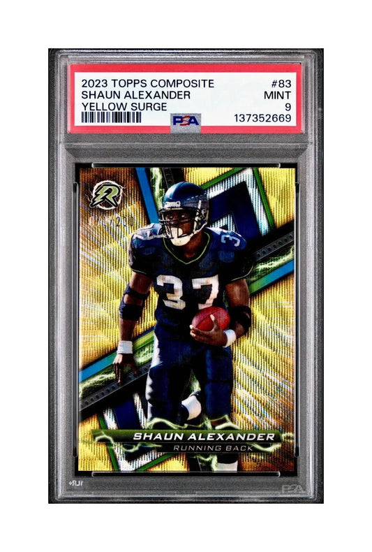 Shaun Alexander 2023 Topps Resurgence 071/200 #83 Yellow Surge PSA 9 Mint - Football Card Single