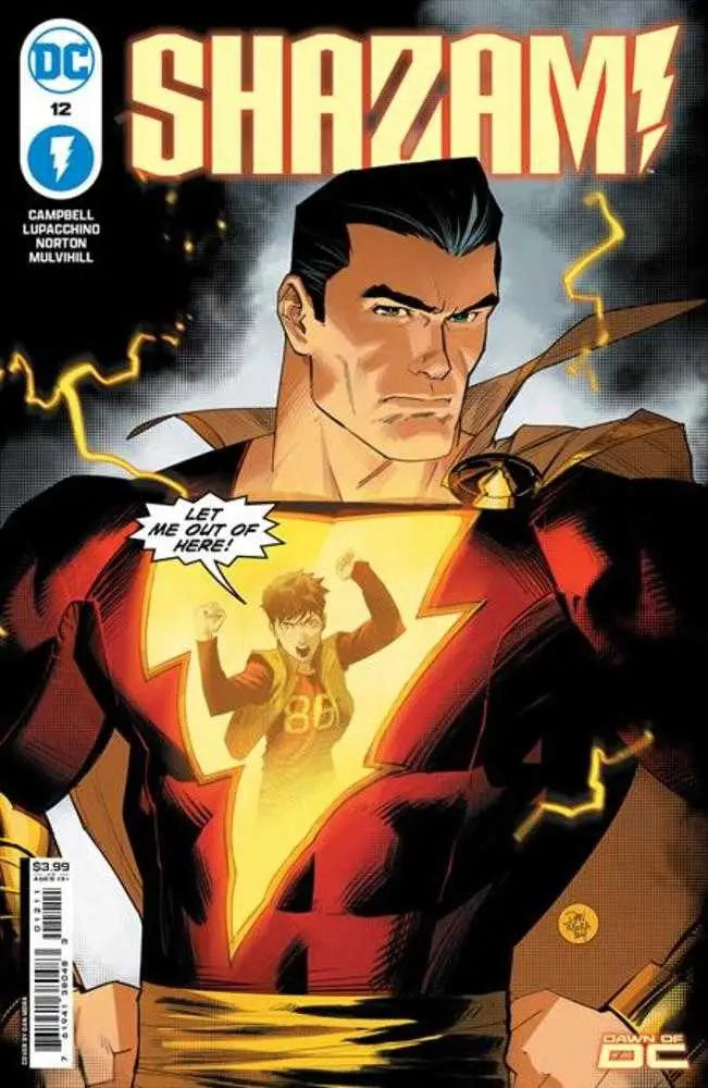 Shazam #12 Cover A Dan Mora comic book with lightning bolt emblem showcasing superhero