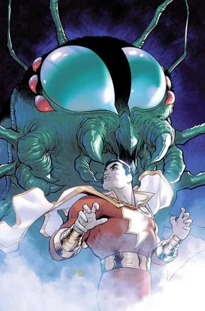 Menacing green creature with turquoise eyes on Shazam #19 Cover A by Gleb Melnikov
