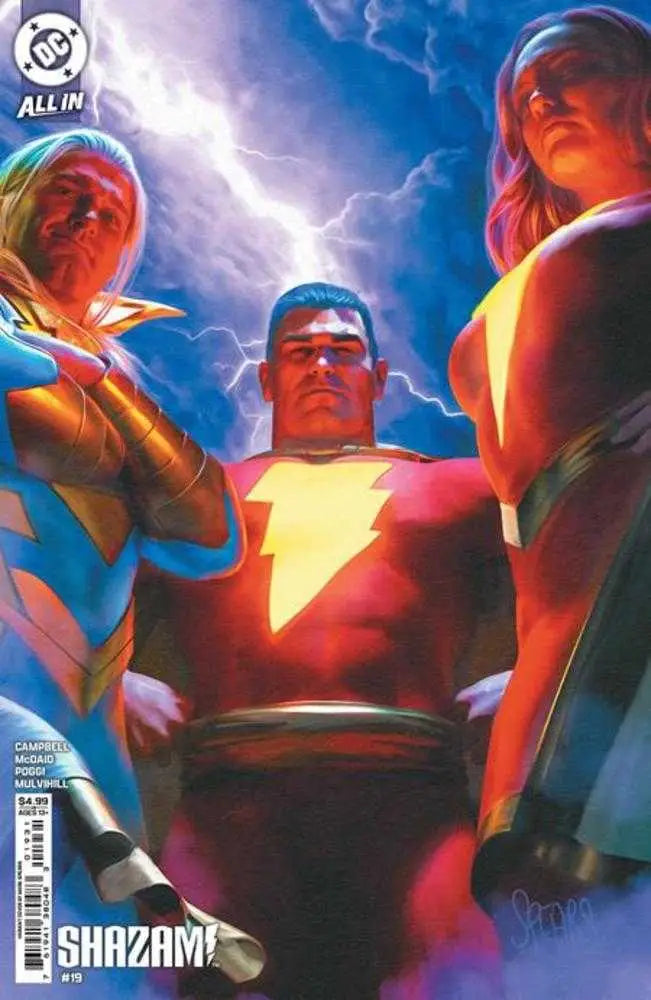 Comic book cover C Mark Spears card featuring superheroes under dramatic lighting