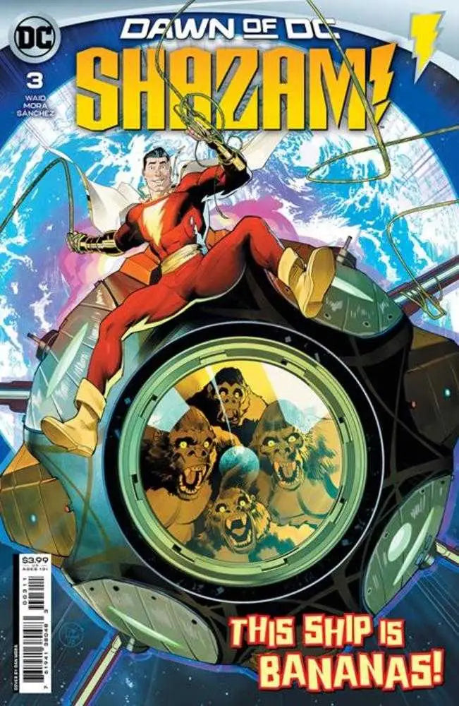 Comic book cover for Dawn of DC Shazam #3 with superhero in red costume and lightning effects