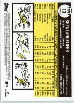 Shea Langeliers - 2024 Topps Archives - #13 - Baseball - Baseball Card Single