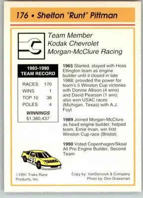 Shelton Pittman - 1991 Traks - #176 - RC Racing - Racing Card Single