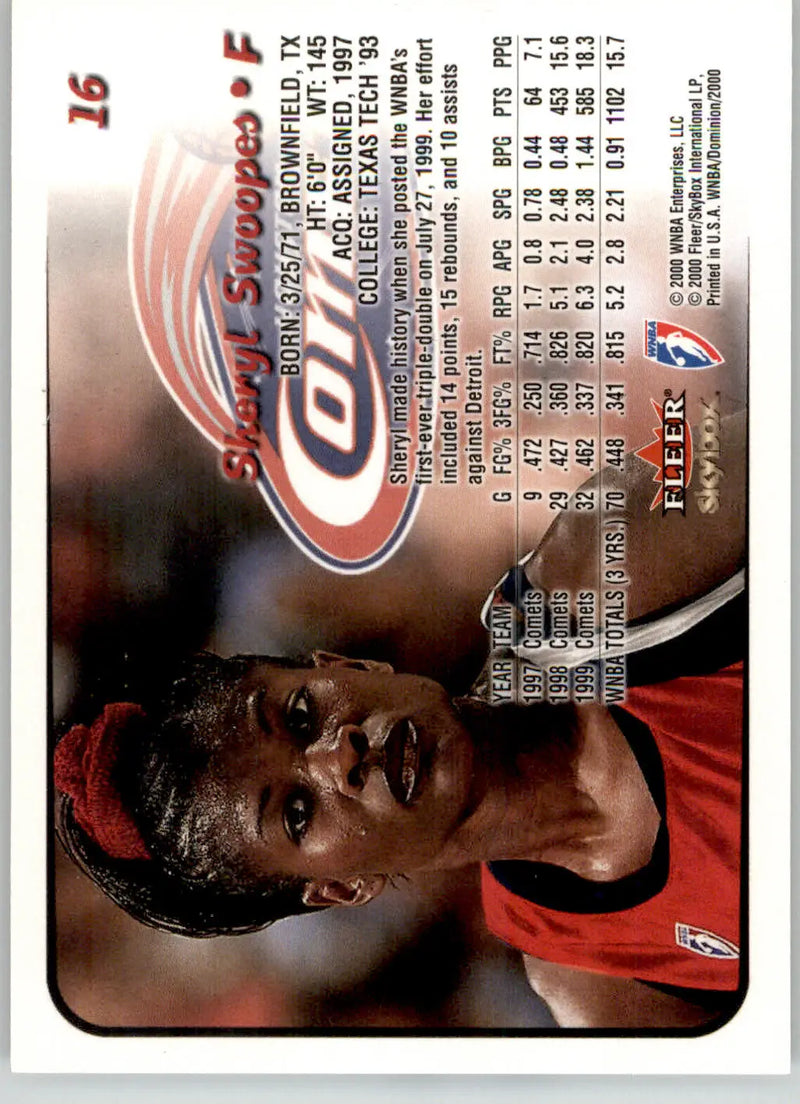 Sheryl Swoopes - 2000 SkyBox Dominion WNBA - #16 - Basketball - Basketball Card Single