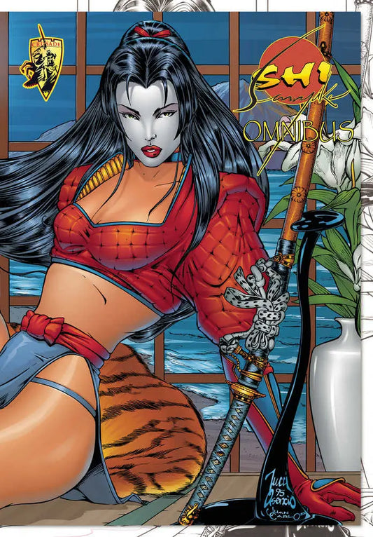 Comic book cover featuring a female warrior from Shi Senryaku Omnibus Edition Hardcover with Billy Tucci Jim Lee artwork