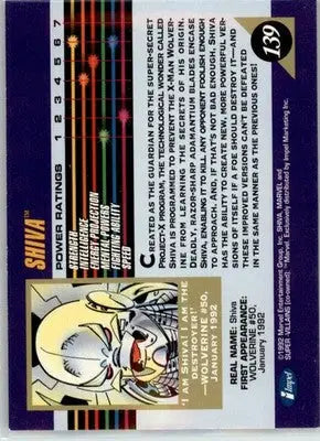 Shiva - 1992 Impel Marvel Universe - NM - #139 - Marvel Card Single