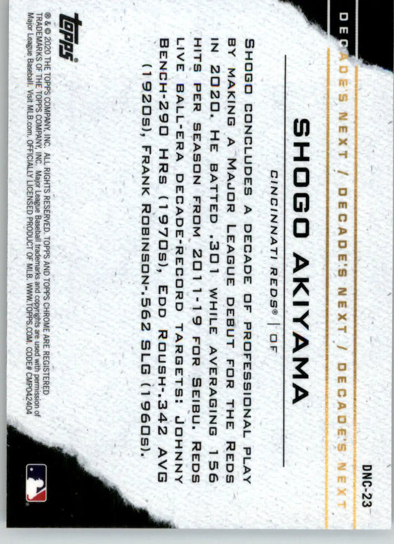 Shogo Akiyama - 2020 Topps Chrome Update - #DNC-23 - Decade’s Next Baseball - Baseball Card Single